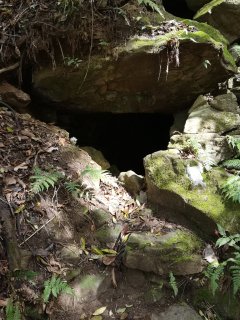 登山道脇にあった古墳の石室入り口